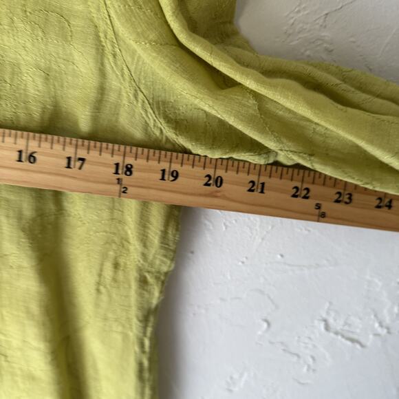 French Laundry Y2k Womens‎ Medium Green Cottage Linen Silk Floral Embroidered - Picture 7 of 10